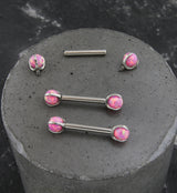 Pink Opalite Claw Titanium Barbell