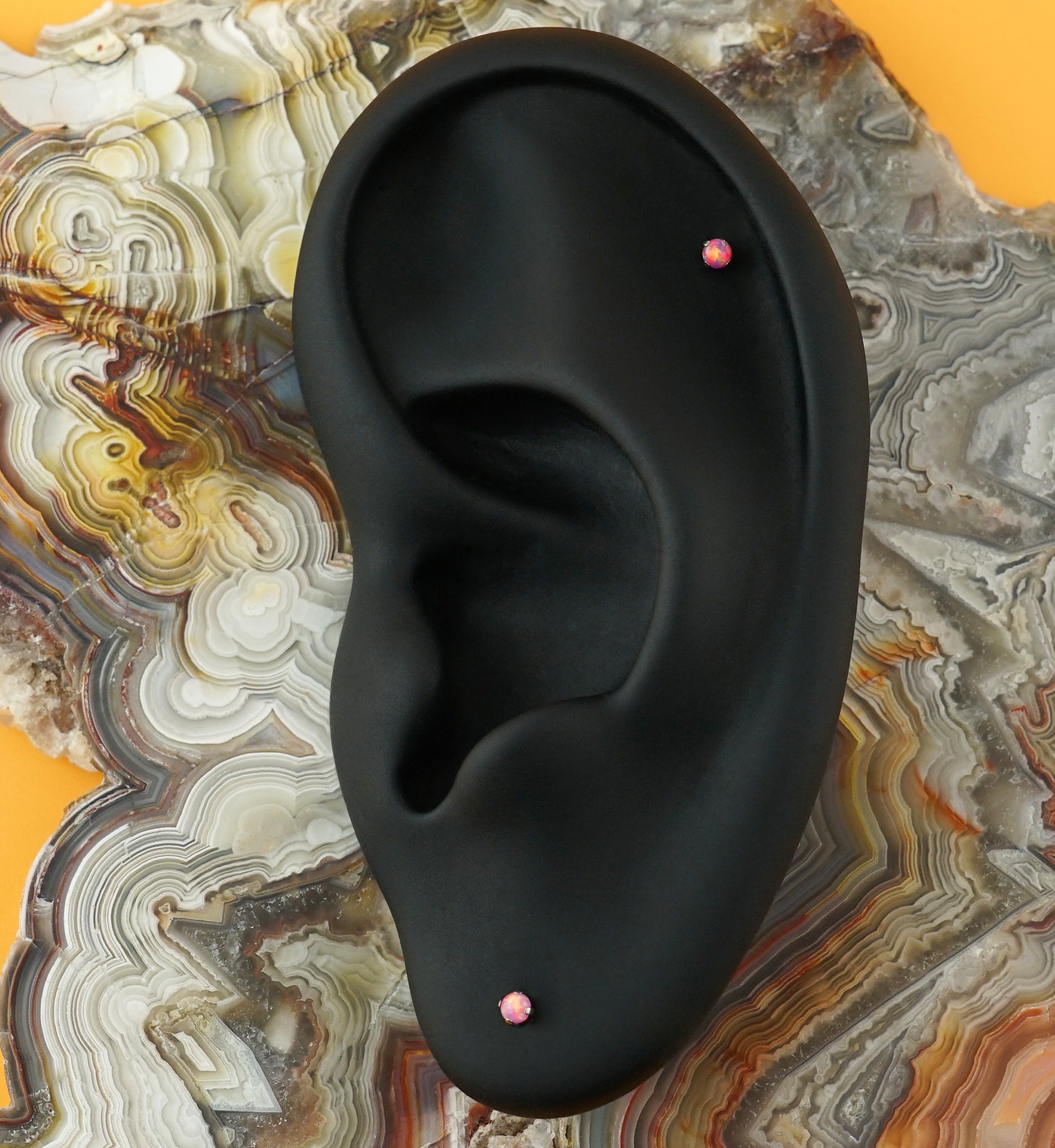 Pink Opalite Prong Set Titanium Threadless Labret