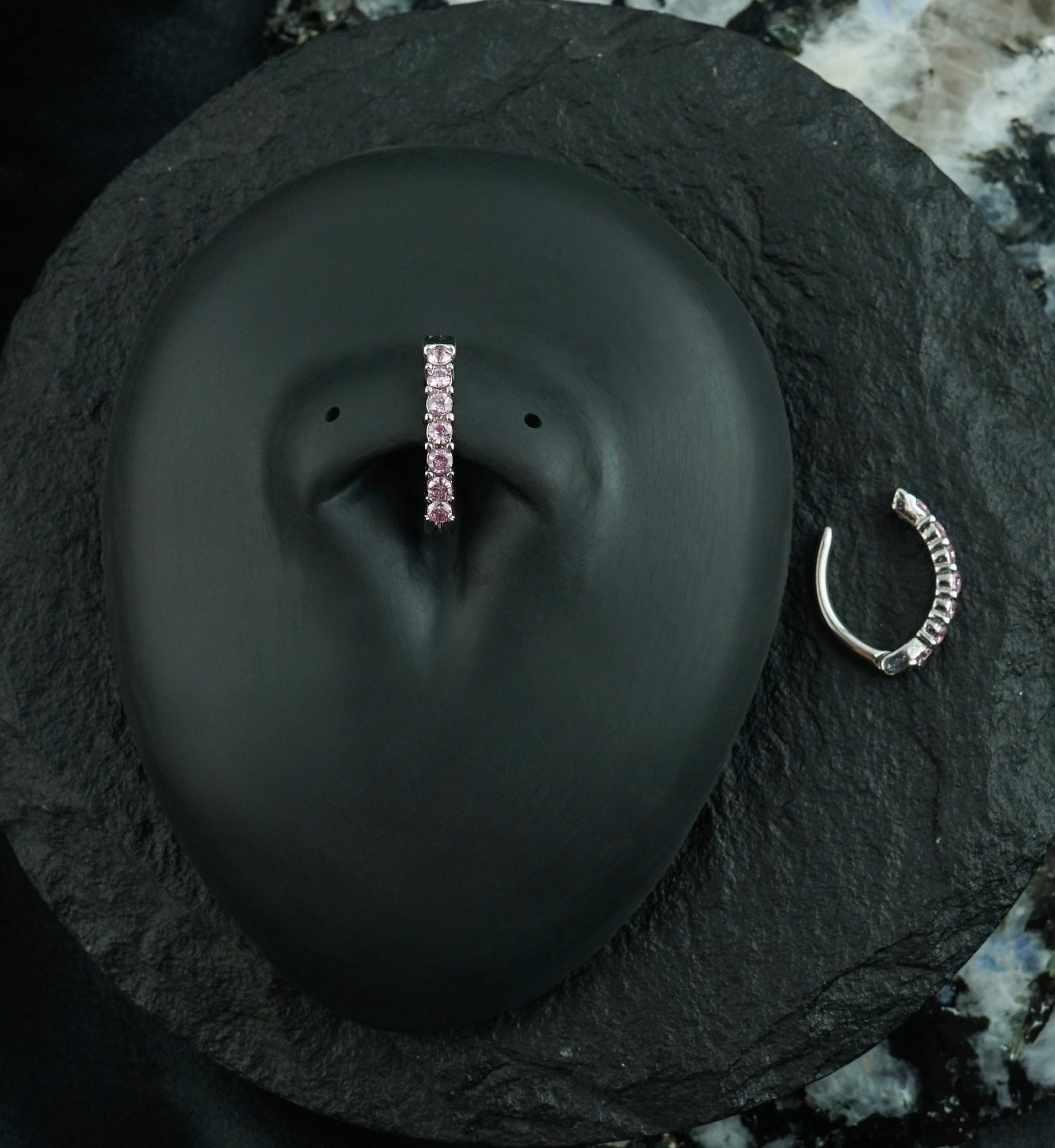 Pink Prong CZ Stainless Steel Hinged Belly Button Ring