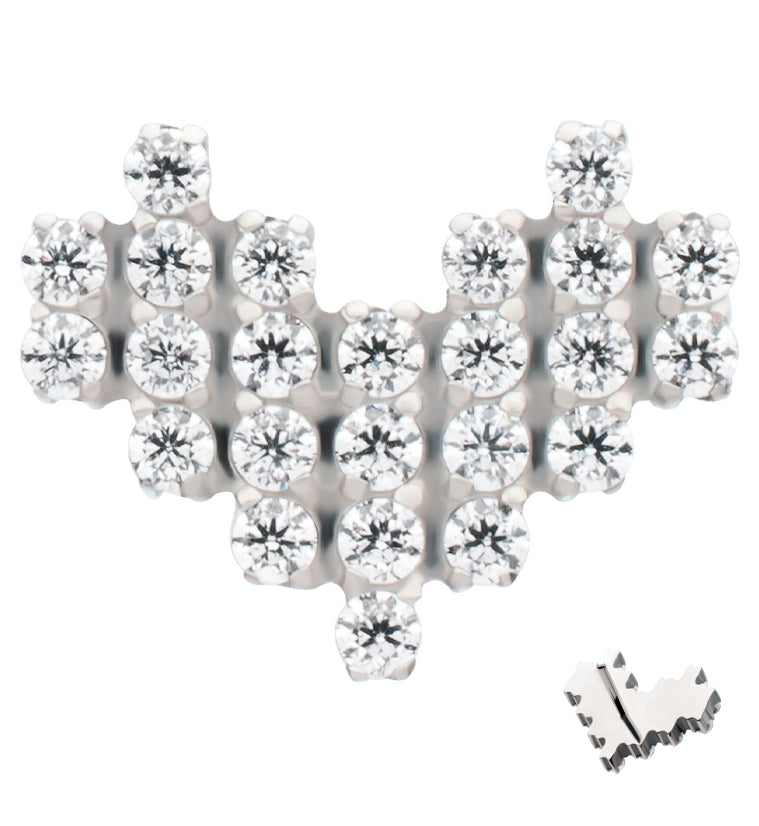 Pixel Heart Clear CZ Titanium Threadless Top