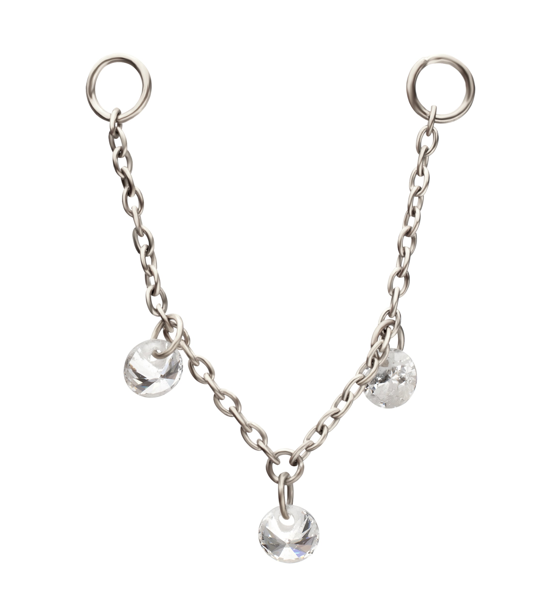 Platinum PVD CZ Dangle Titanium Connecting Piercing Chain