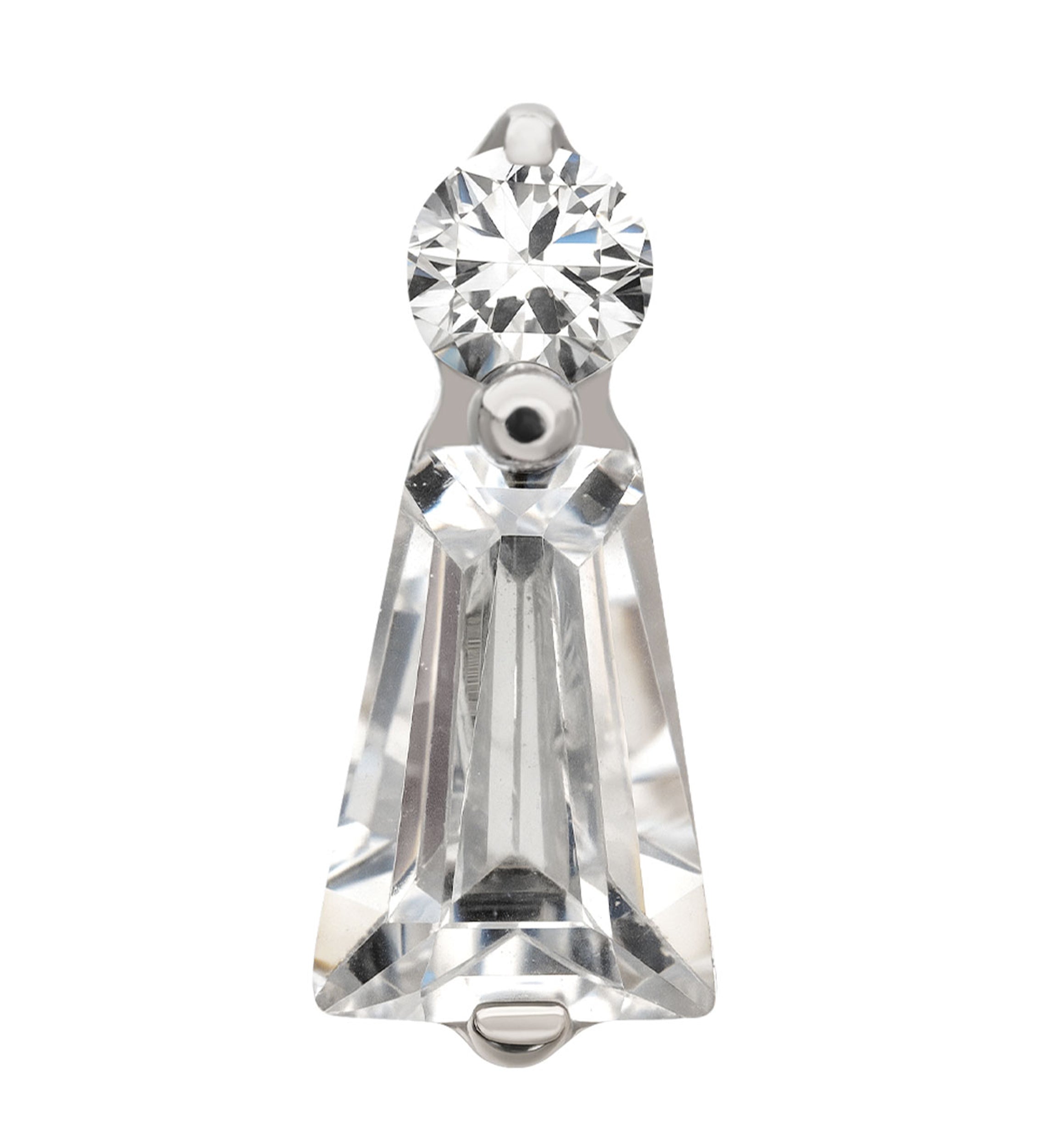 Platinum PVD Light Beam Clear CZ Titanium Threadless Top