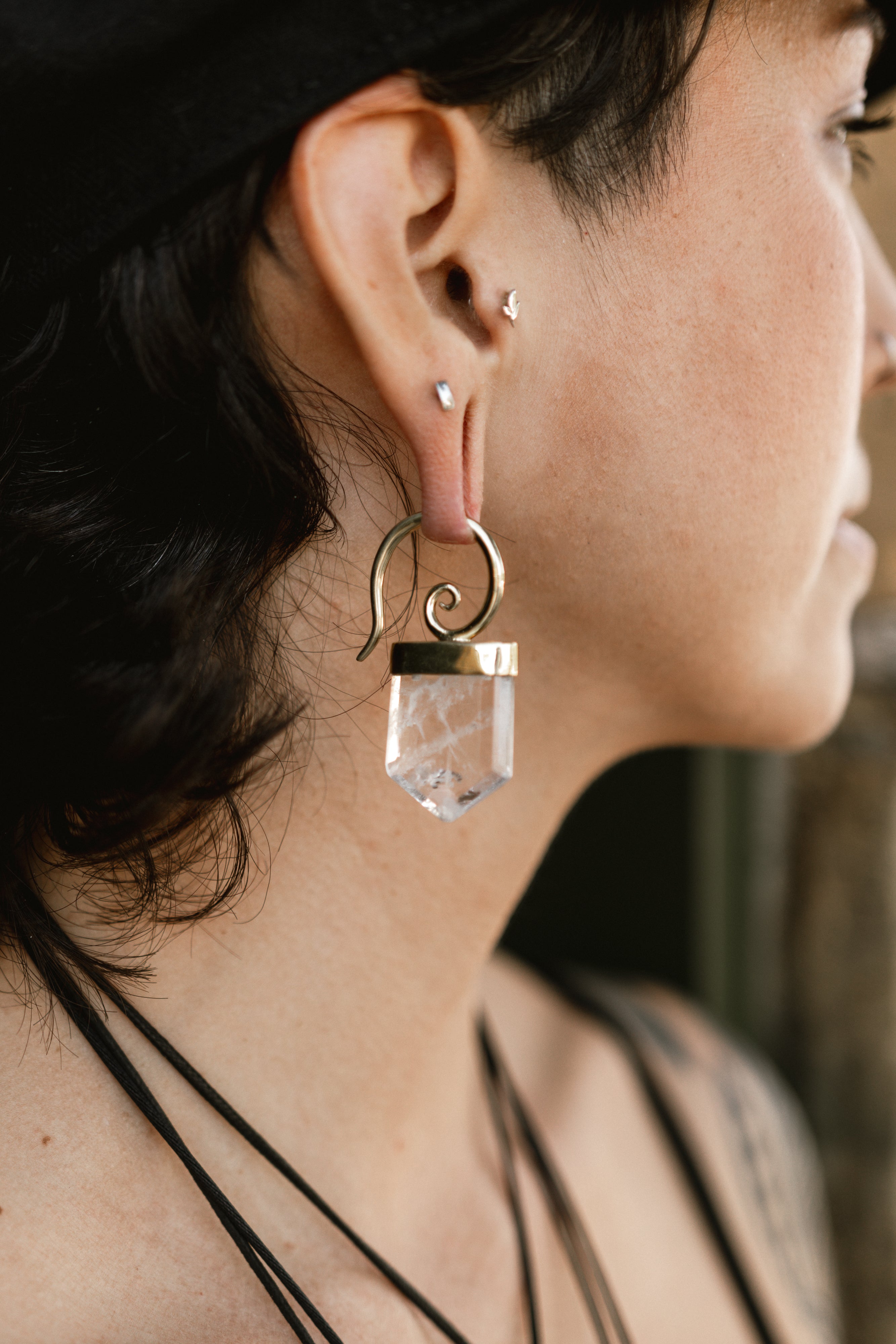 Point Clear Crystal Brass Ear Weights