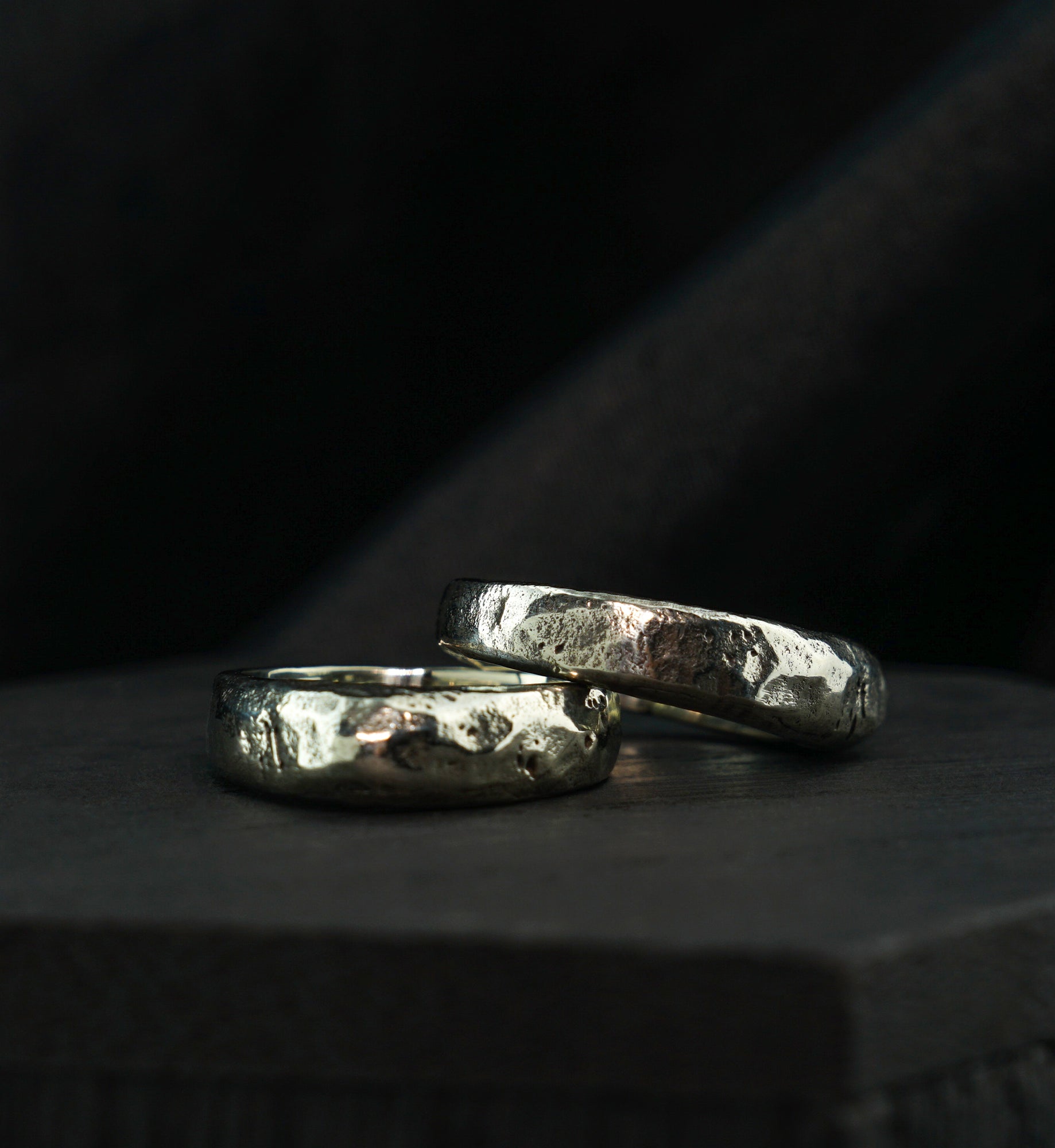 Point Hammered White Brass Ring