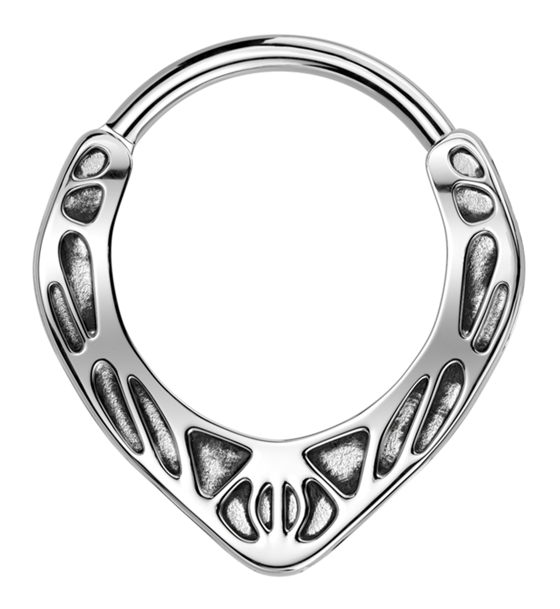 Point Tribal Stainless Steel Hinged Segment Ring