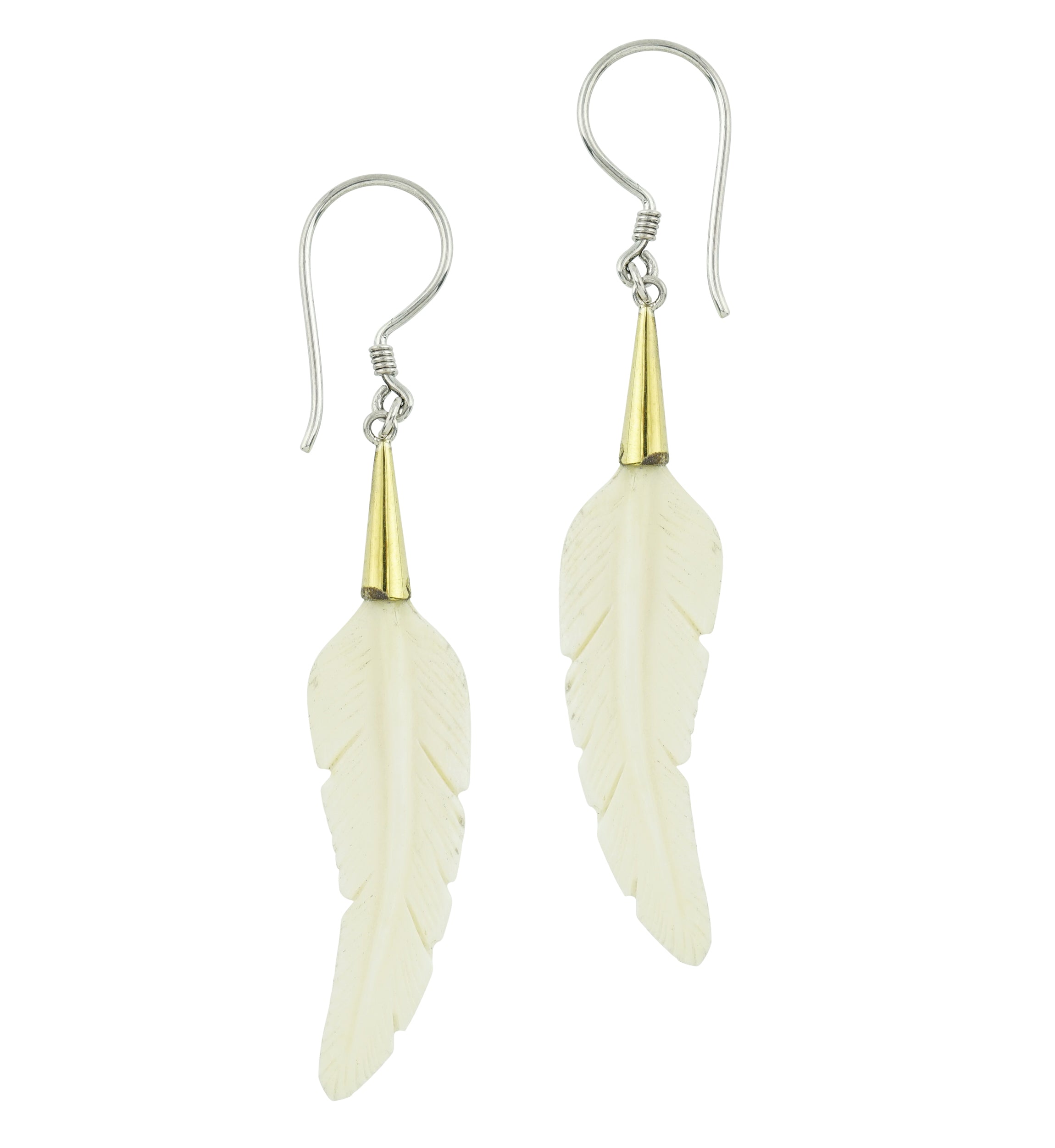 Pointed Feather Mother of Pearl Earrings