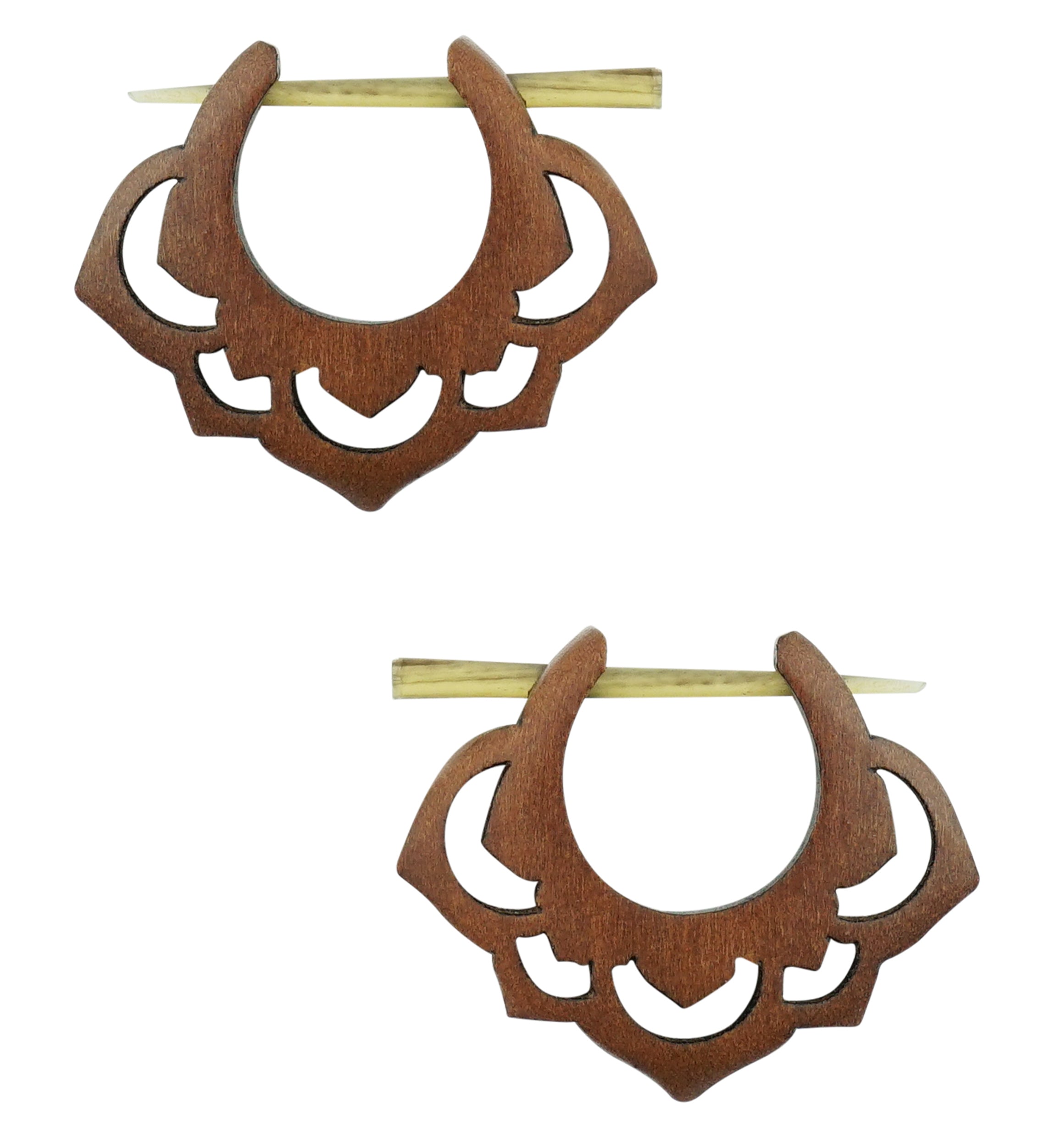 Pointed Scallop Hoop Sawo Wood Earrings