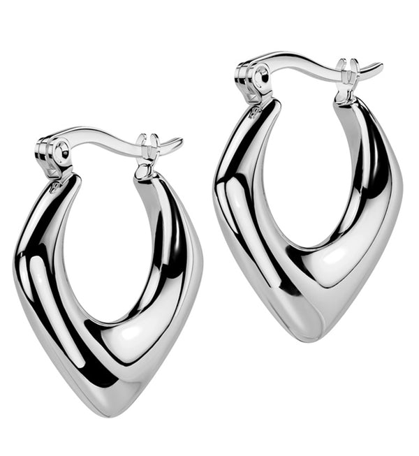 Pointed Stainless Steel Hinged Hoop Earrings