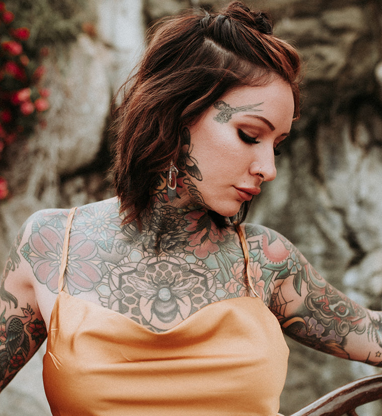 Polychrome Jasper Stone Raven Claw White Brass Ear Weights