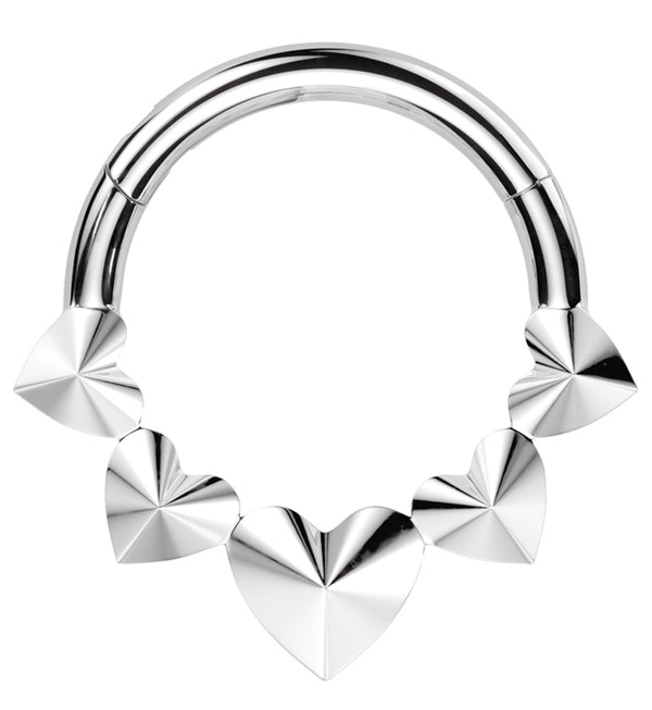 Polyhedra Hearts Titanium Hinged Segment Ring