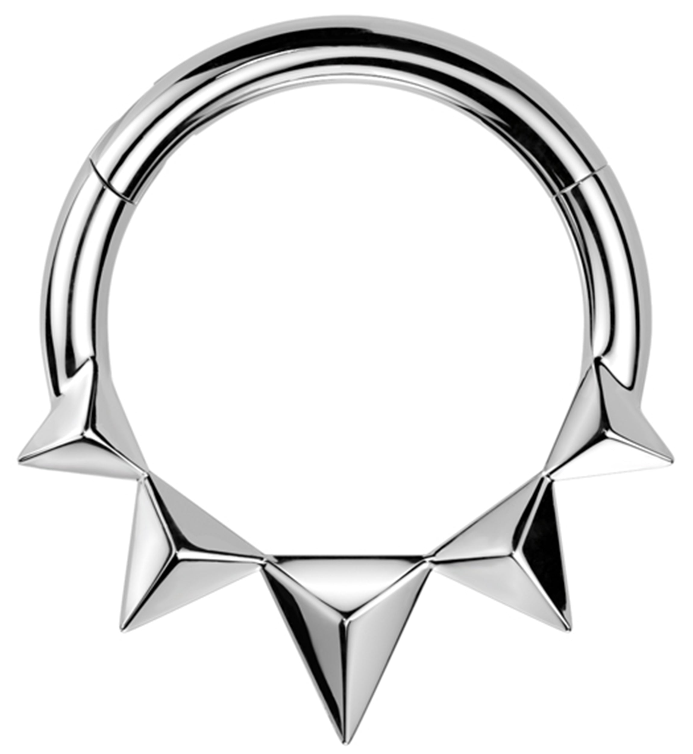 Polyhedra Spike Stainless Steel Hinged Segment Ring