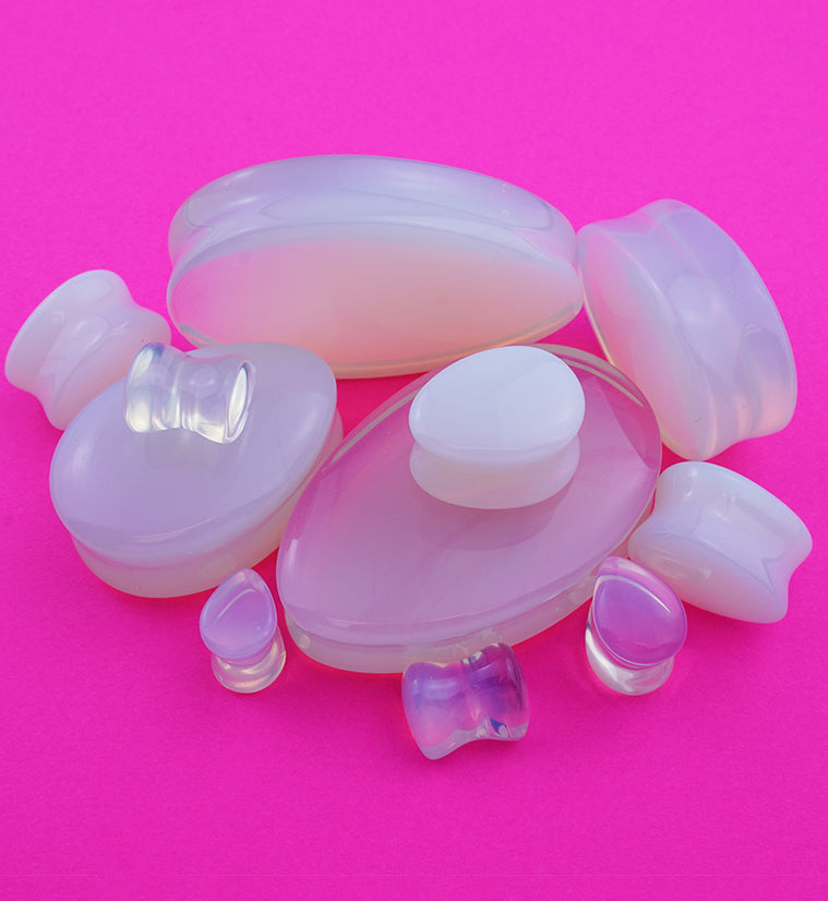 Precious Opalite Glass Teardrop Plugs