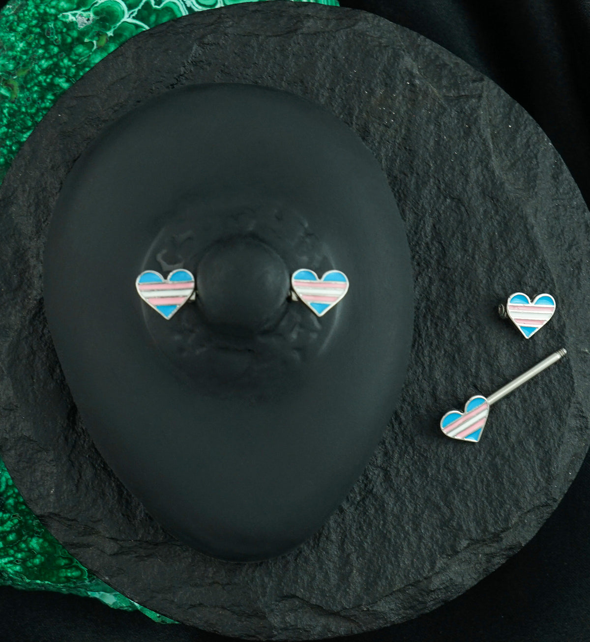 Pride Front Facing Heart Nipple Rings Version 1