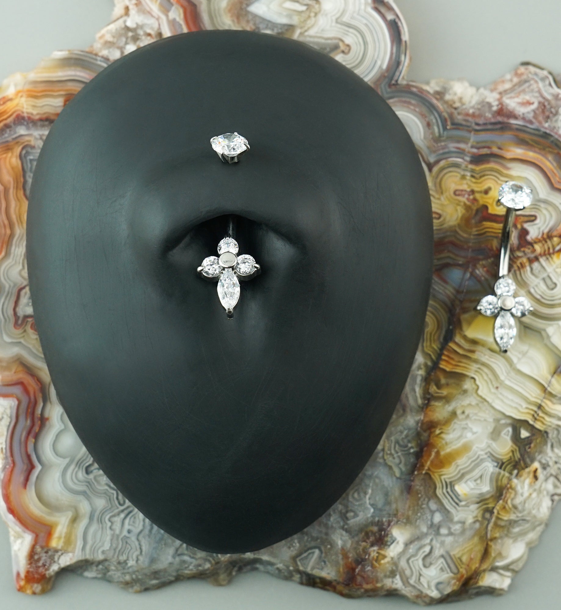 Prism Crux CZ Stainless Steel Internally Threaded Belly Button Ring