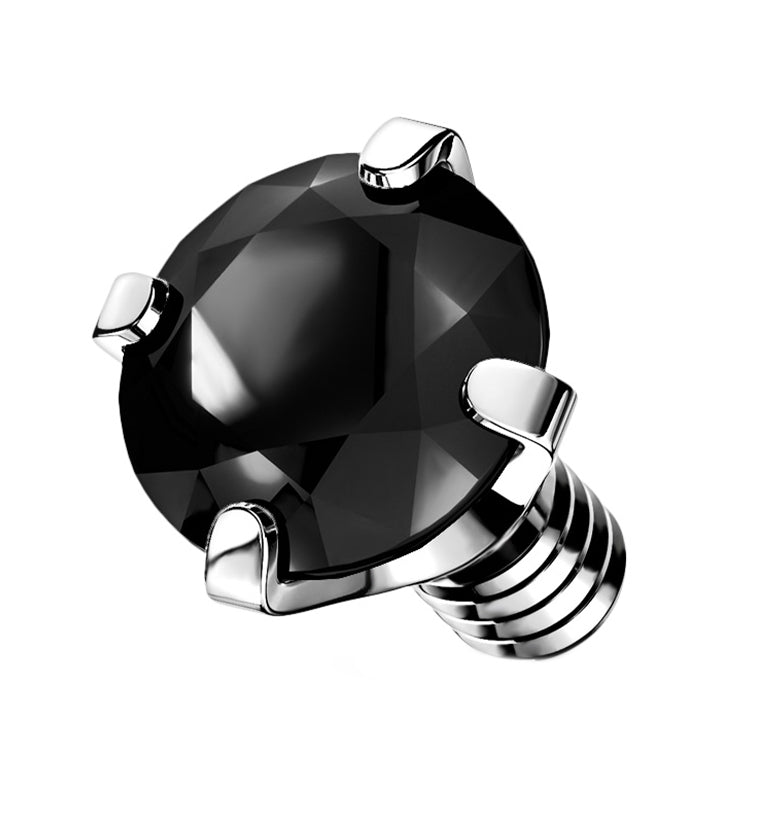 Prong Black CZ Stainless Steel Internally Threaded Top