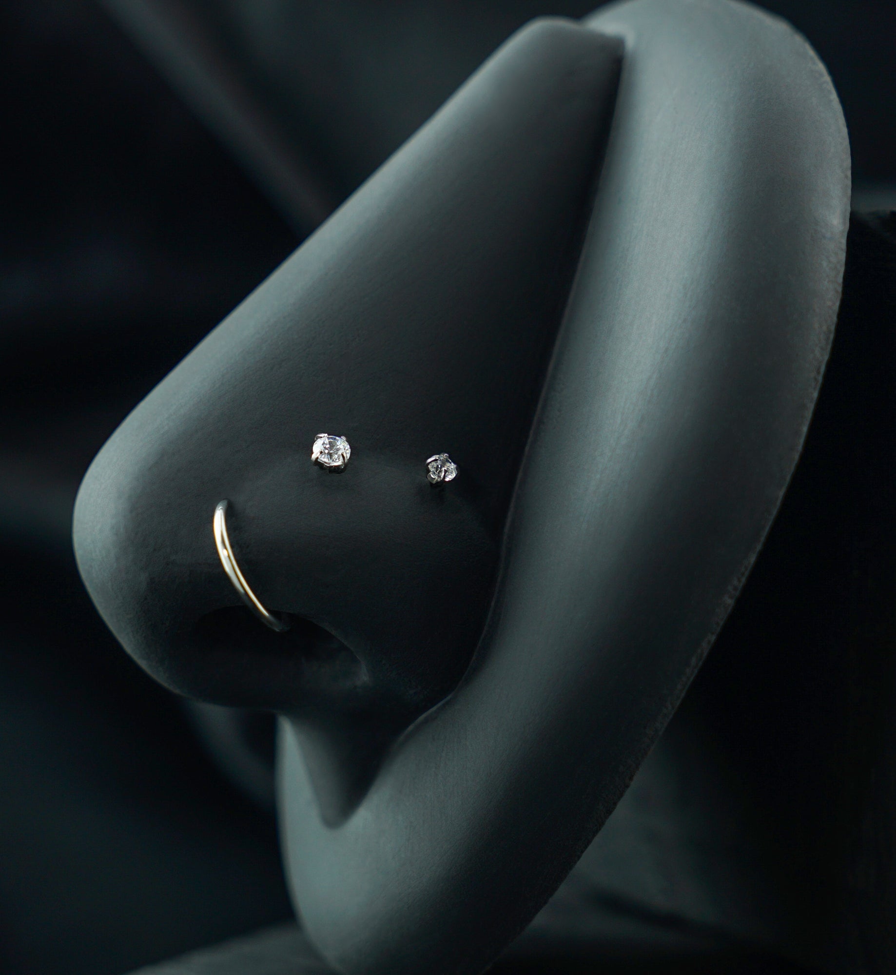 Prong Clear CZ Stainless Steel L Bend/Stud/Hoop Variety Pack (6 Pack)