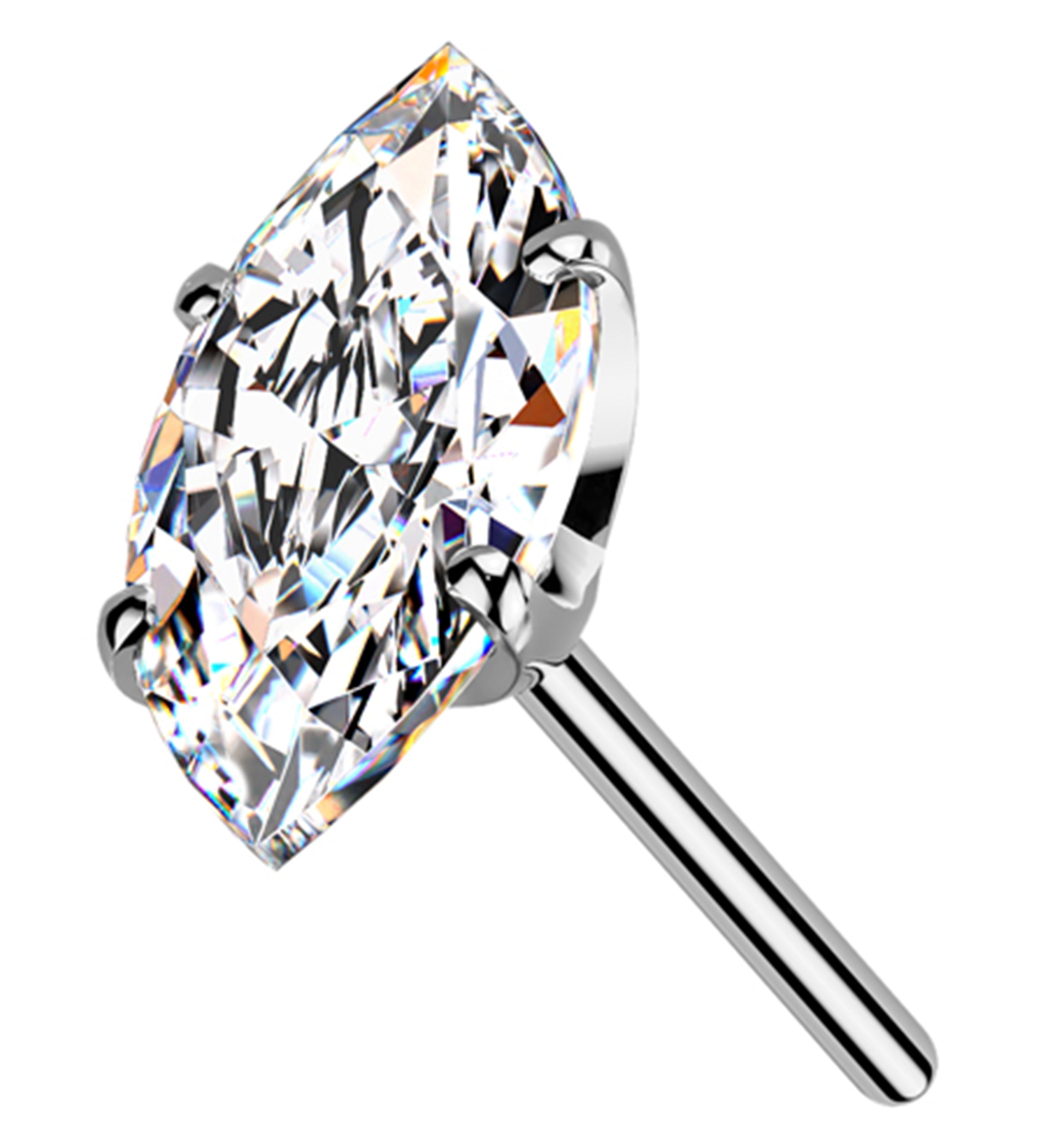 Prong Marquise Clear CZ Titanium Threadless Top