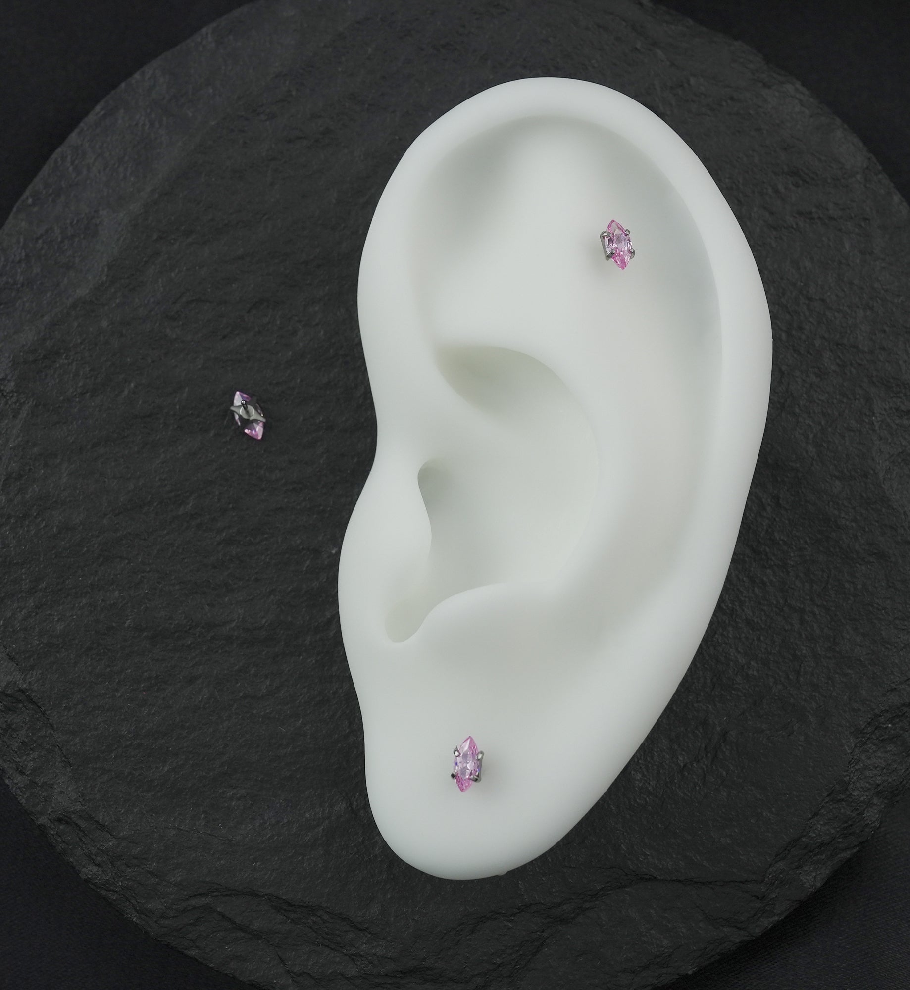 Prong Marquise Light Pink CZ Titanium Threadless Top