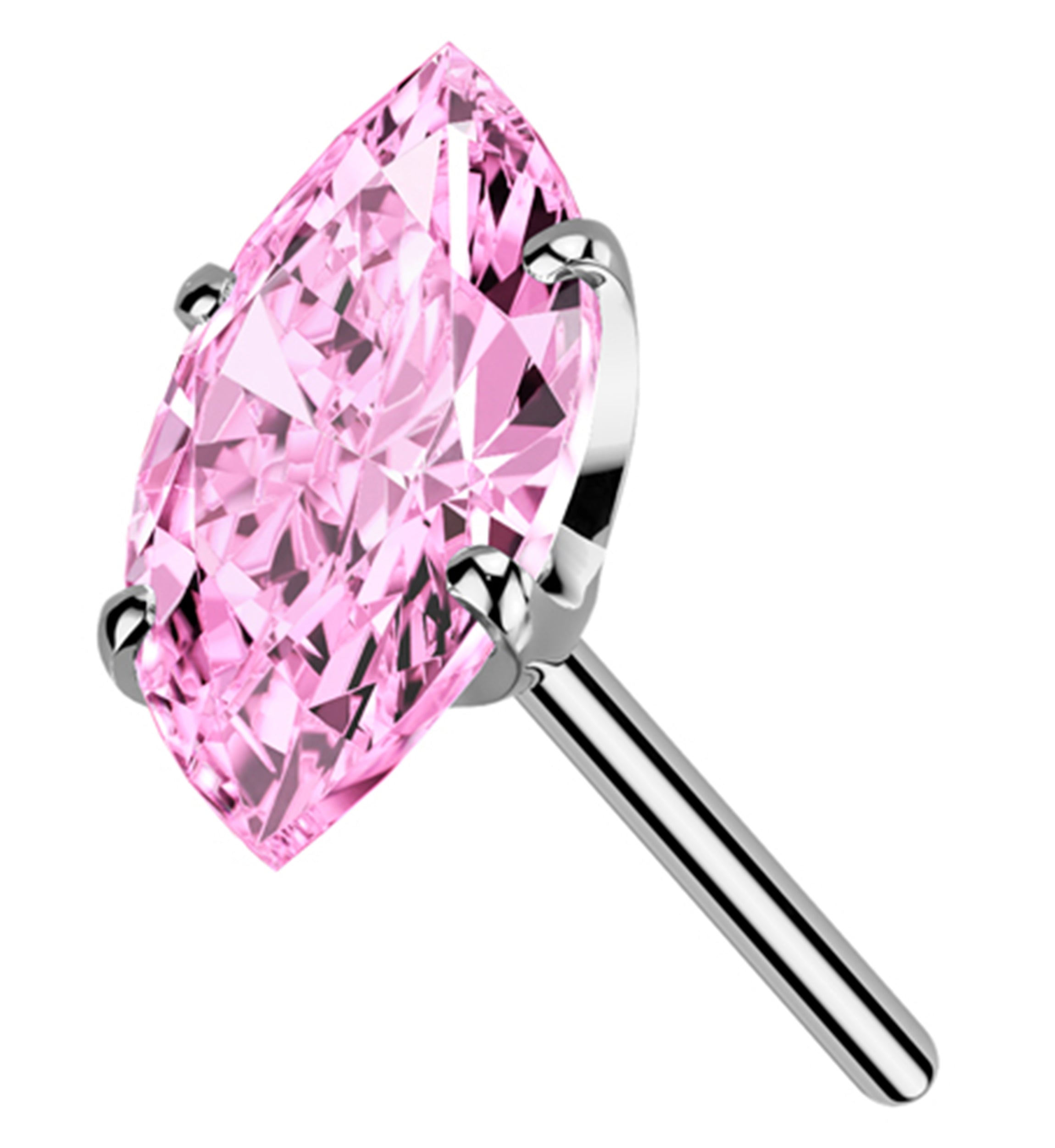 Prong Marquise Light Pink CZ Titanium Threadless Top