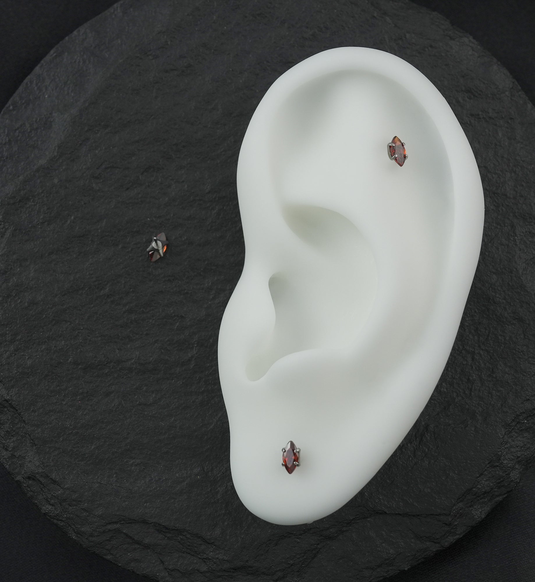 Prong Marquise Red CZ Titanium Threadless Top