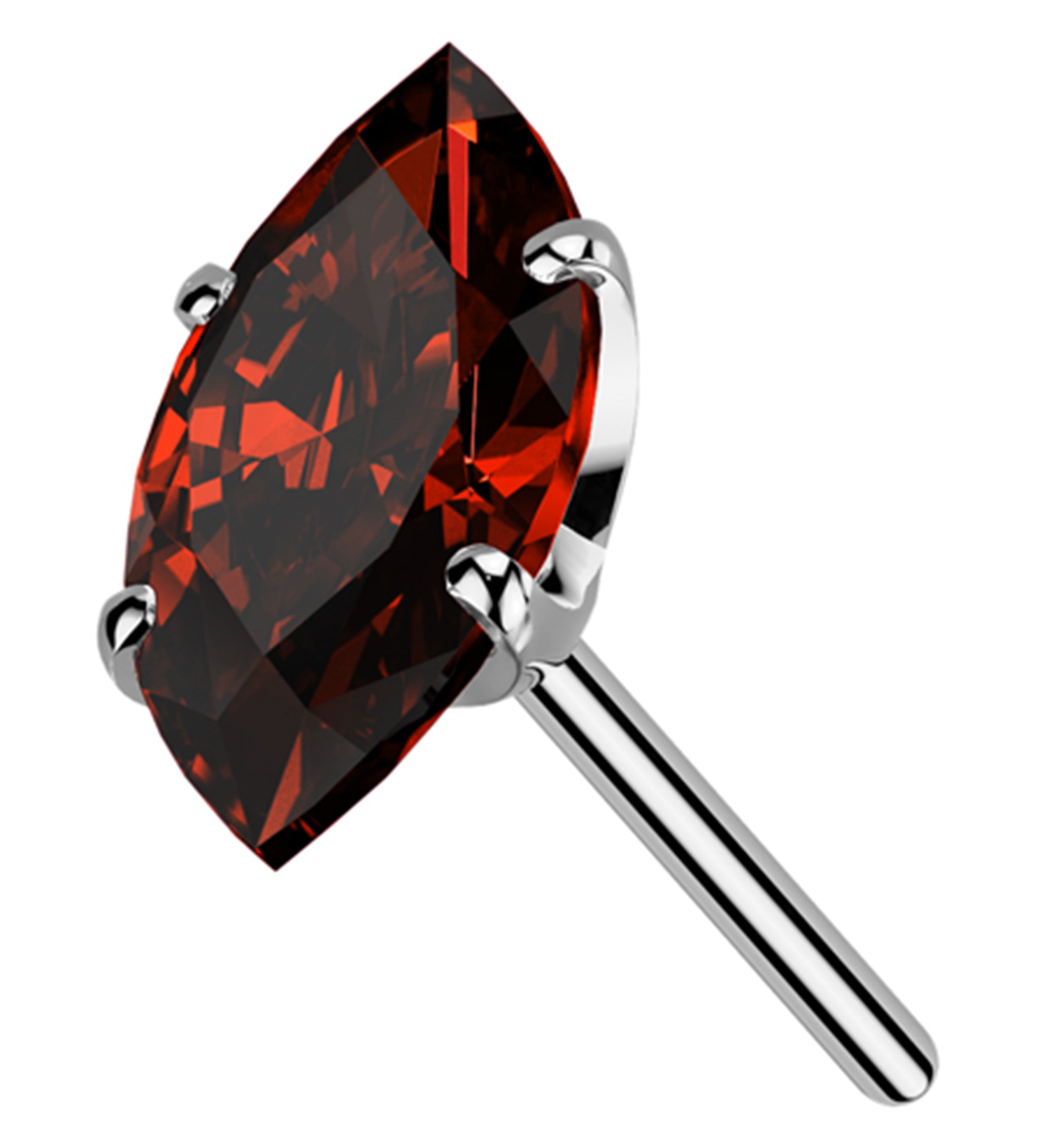 Prong Marquise Red CZ Titanium Threadless Top