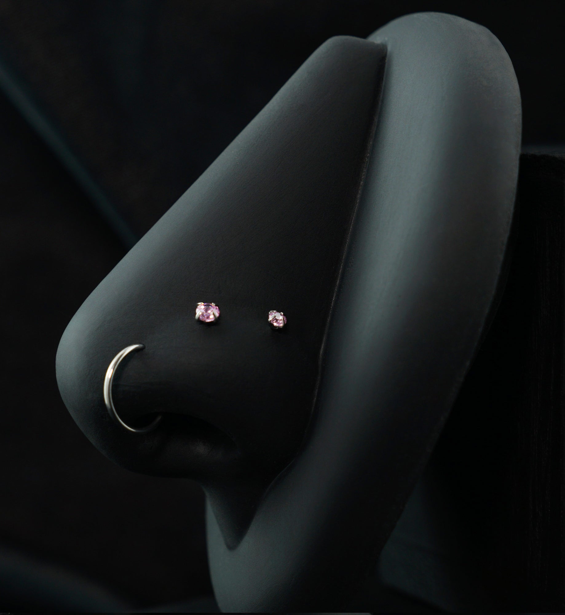 Prong Pink CZ Stainless Steel L Bend/Stud/Hoop Variety Pack (6 Pack)