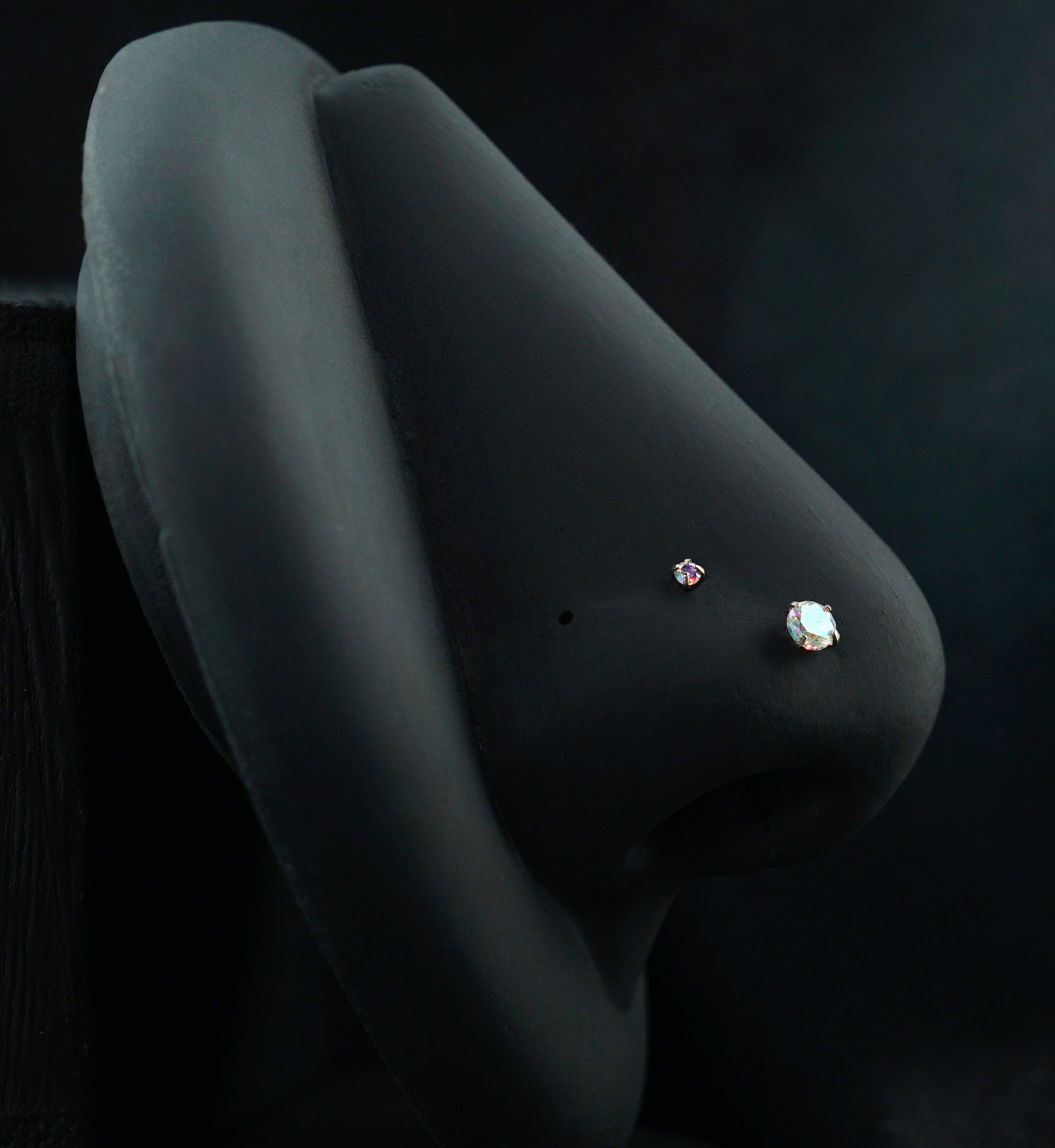 Prong Rainbow Aurora CZ Stainless Steel L Bend/Stud/Hoop Variety Pack (6 Pack)