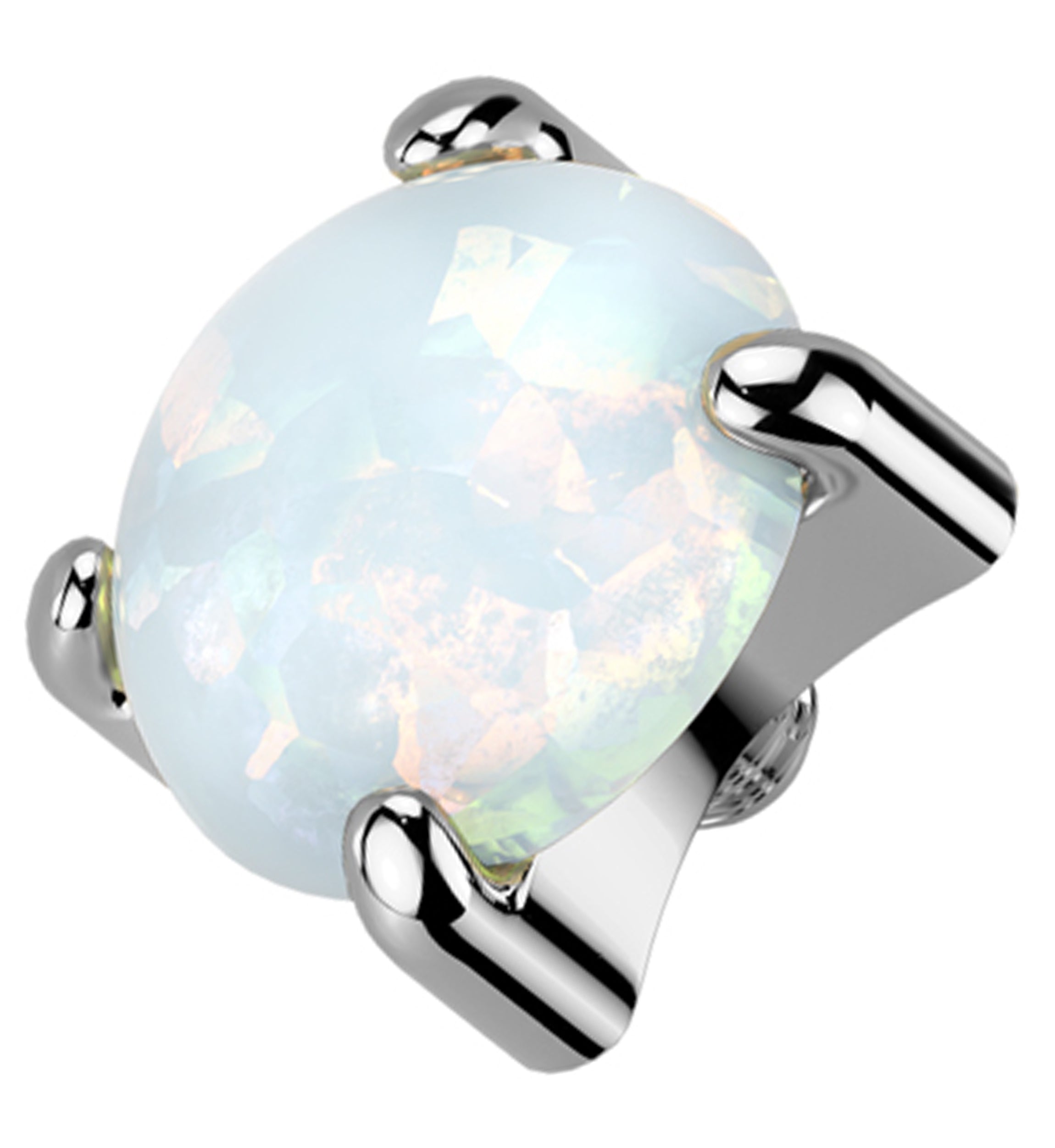 Prong White Opalite Titanium Internally Threaded Top