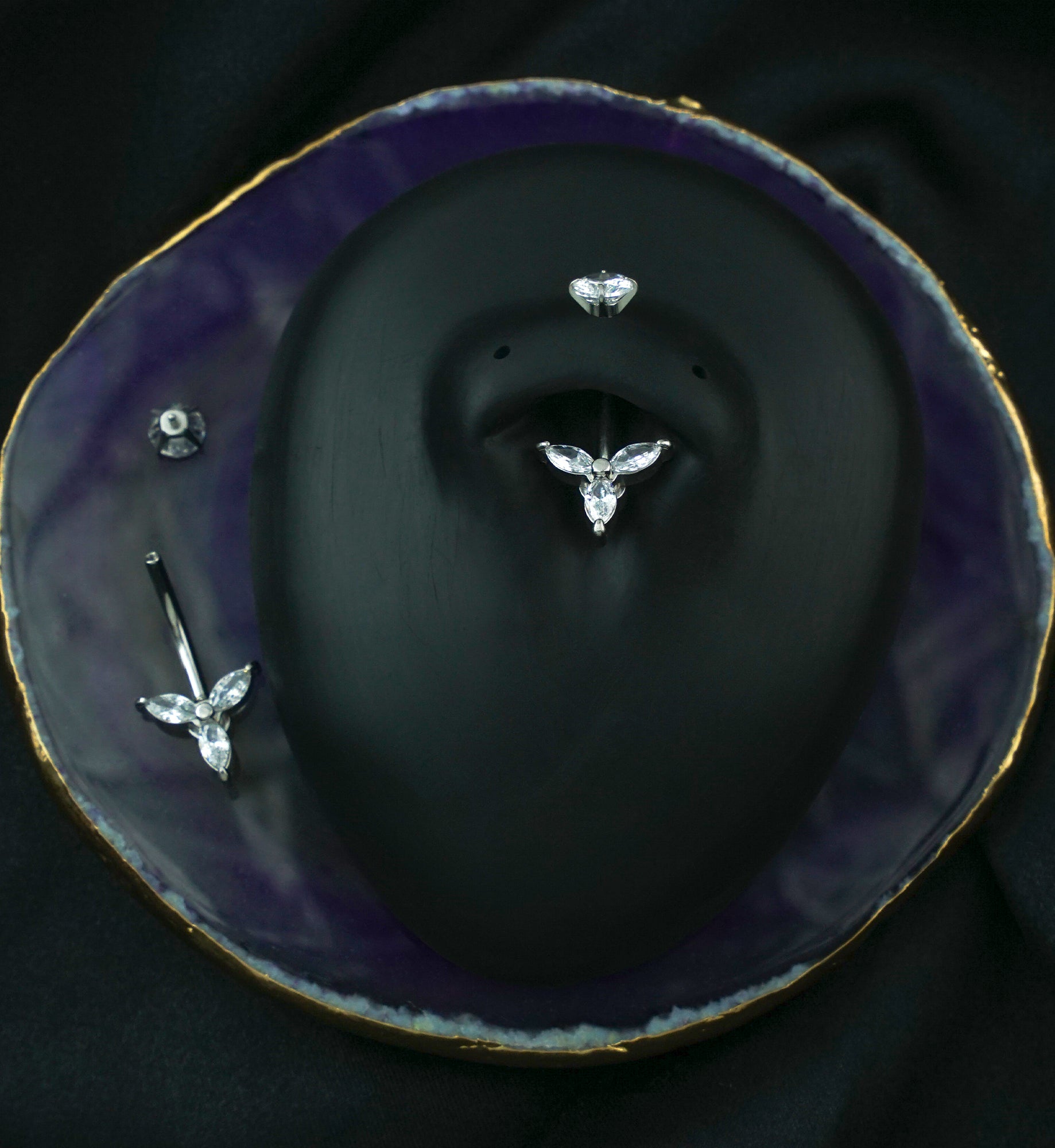 Propeller Clear CZ Internally Threaded Stainless Steel Belly Button Ring