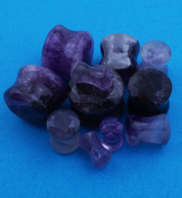 Purple Amethyst Faceted Cut Stone Plugs