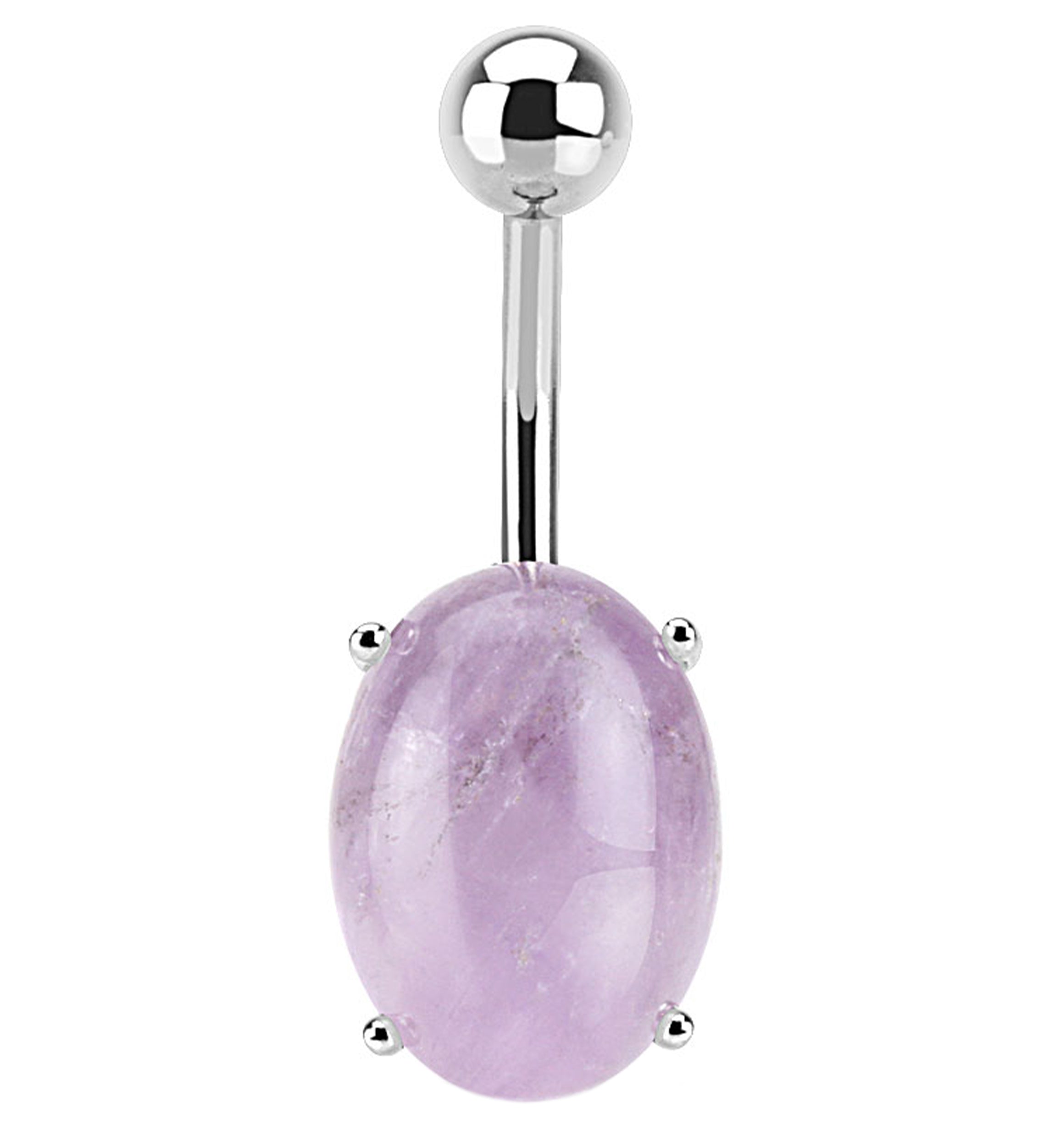 Purple Amethyst Oval Belly Button Ring