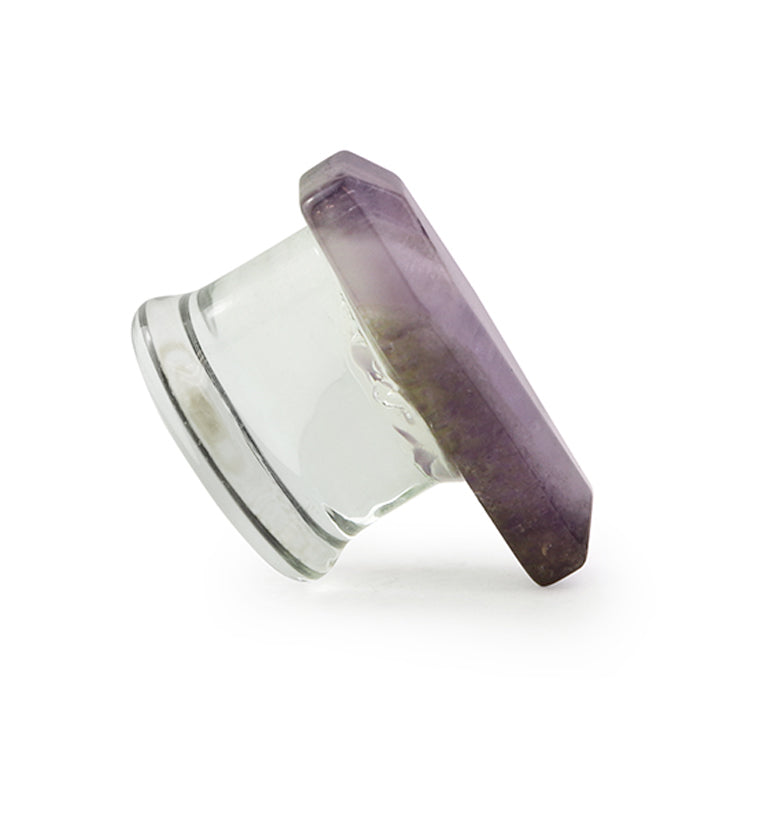 Amethyst Stone Coffin Double Flare Glass Plugs / Gauges