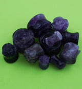Purple Amethyst Stone Rosebud Plugs