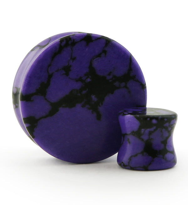 Purple And Black Howlite Stone Plugs