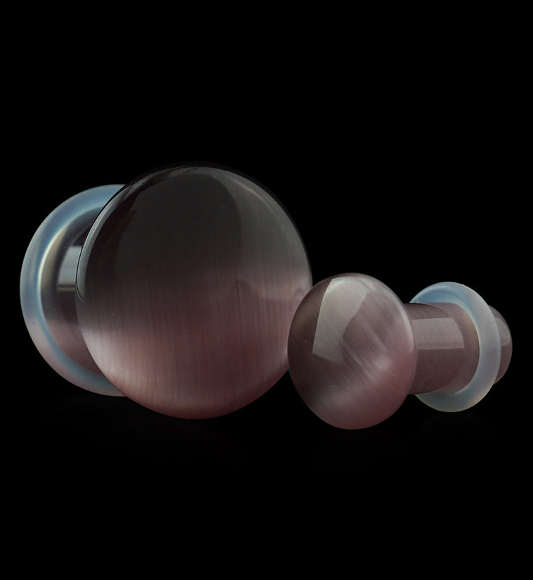 Purple Cat's Eye Glass Single Flare Plugs