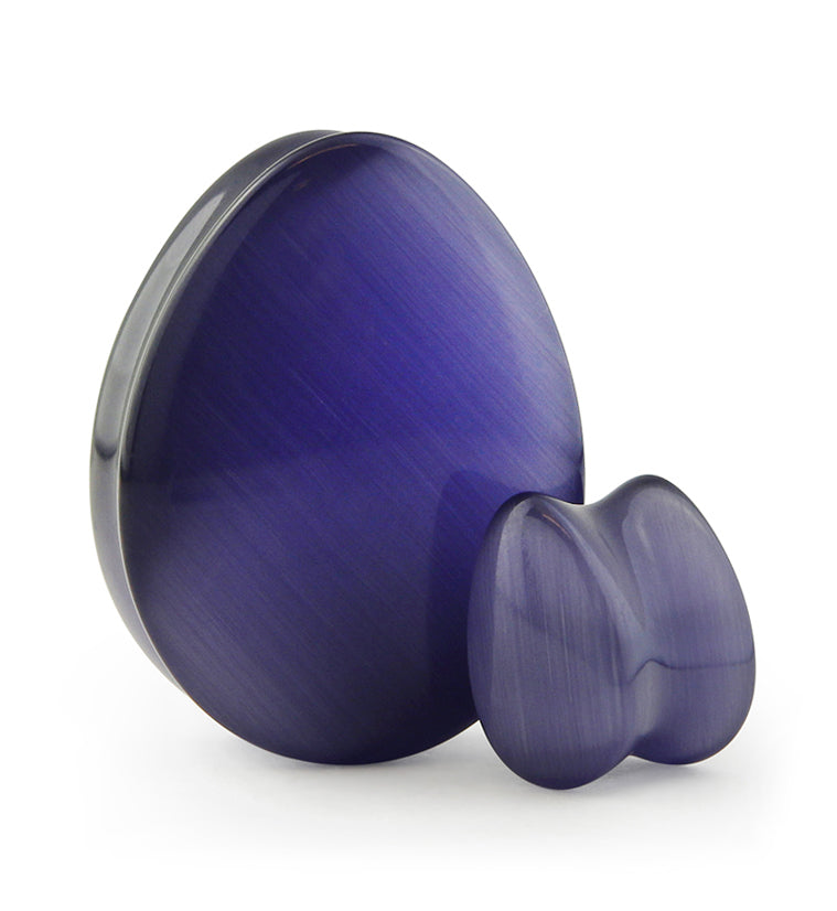 Purple Cat's Eye Glass Teardrop Plugs