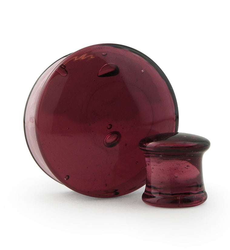 Convex Purple Glass Plugs - Double Flare