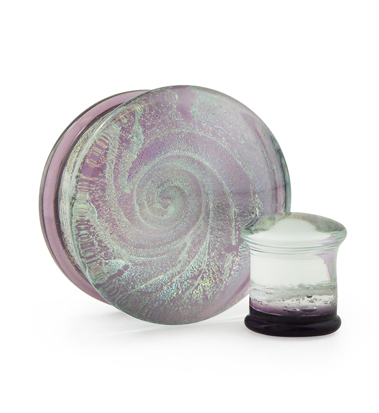 Purple Cosmic Spiral Glass Plugs