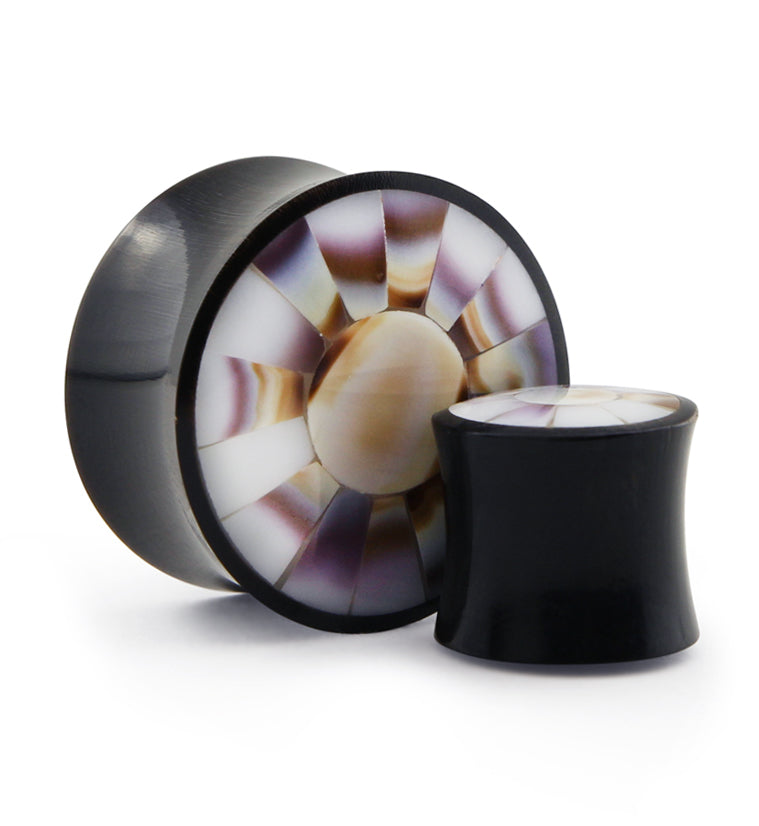 Horn Plugs With Sanded Cukli Shell Inlay