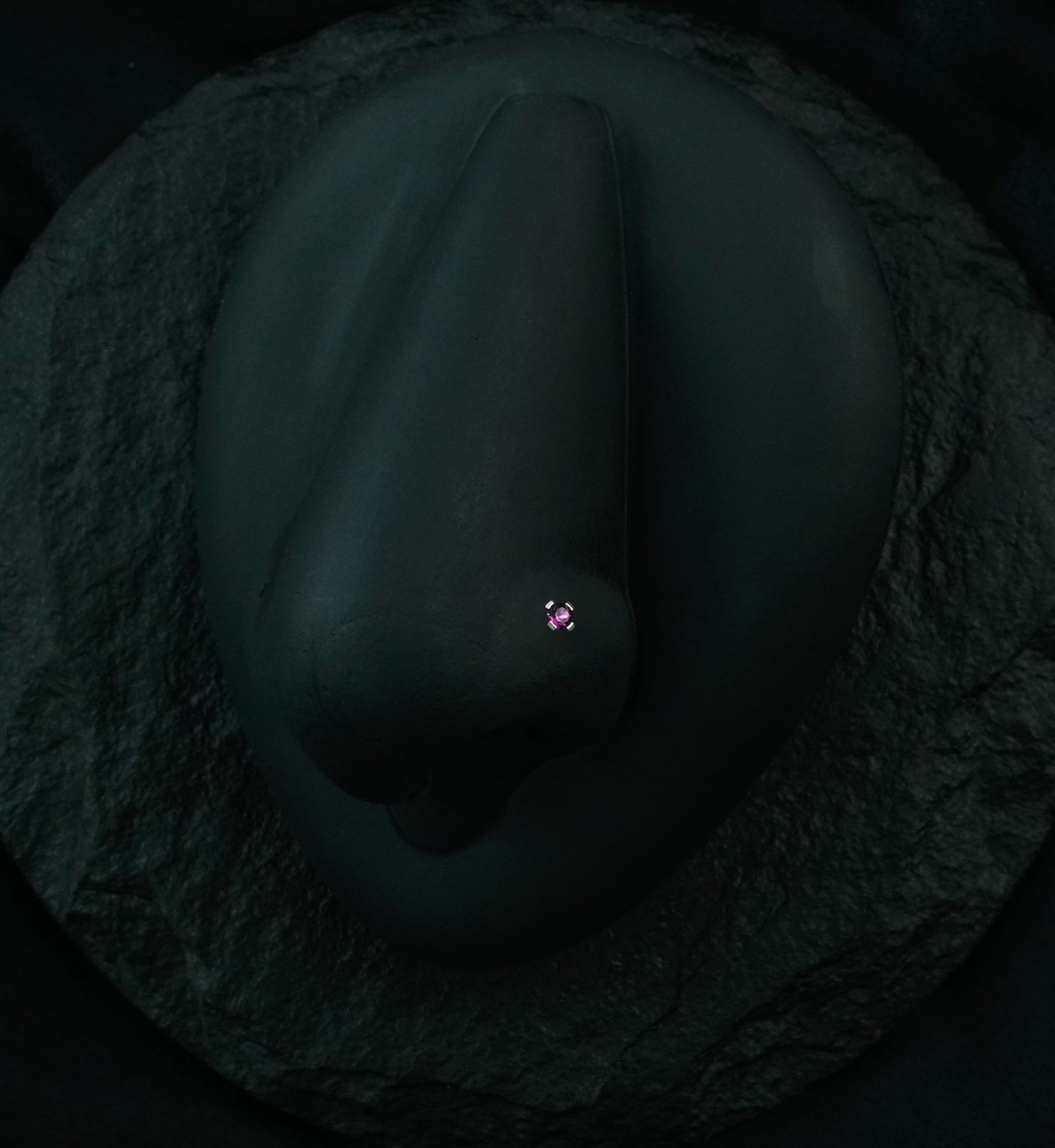 Purple CZ Gem Top L Bend Nose Ring