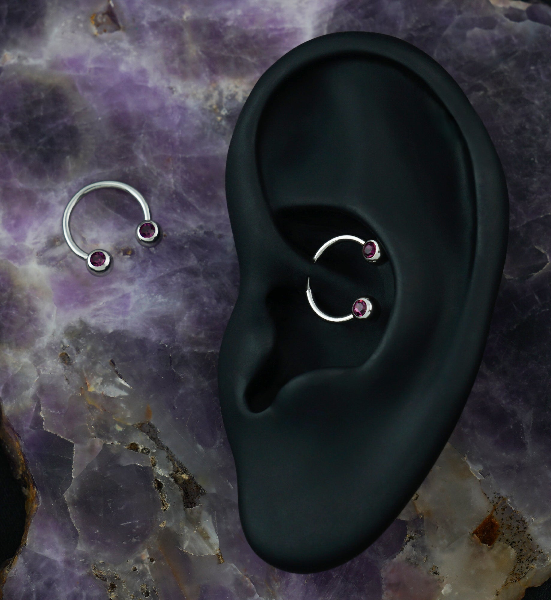 Purple CZ Steel Stainless Circular Barbell