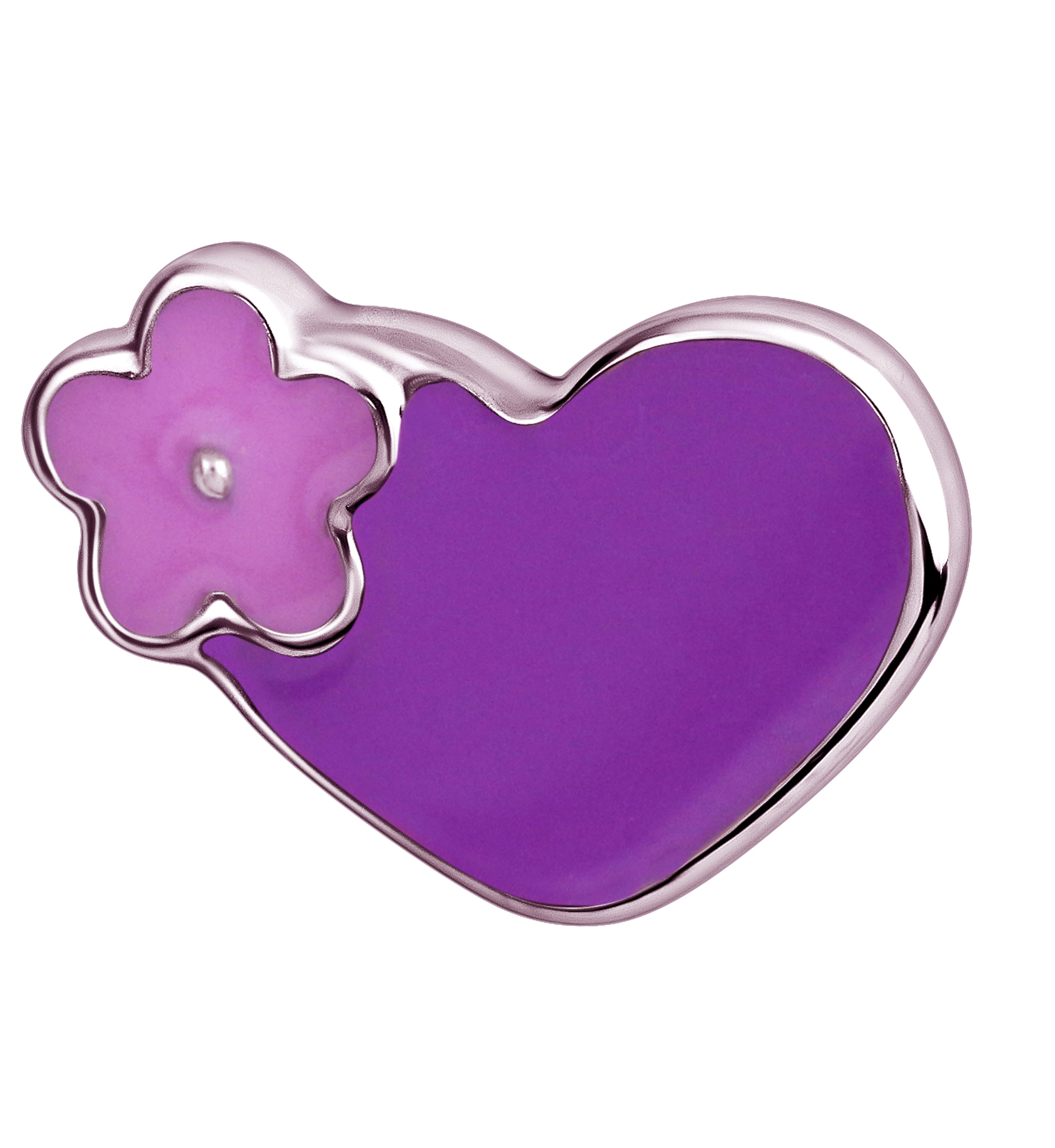 Purple Floral Heart Stainless Steel Internally Threaded Top