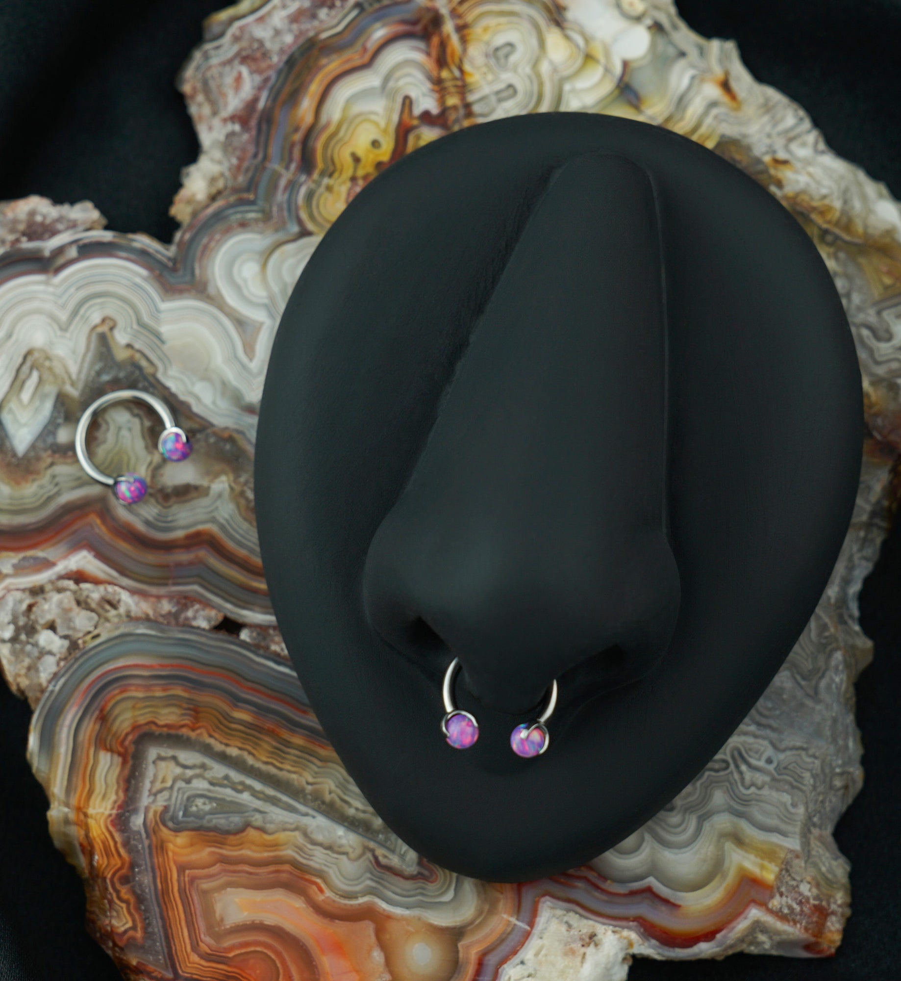 Purple Opalite Claw Stainless Steel Circular Barbell