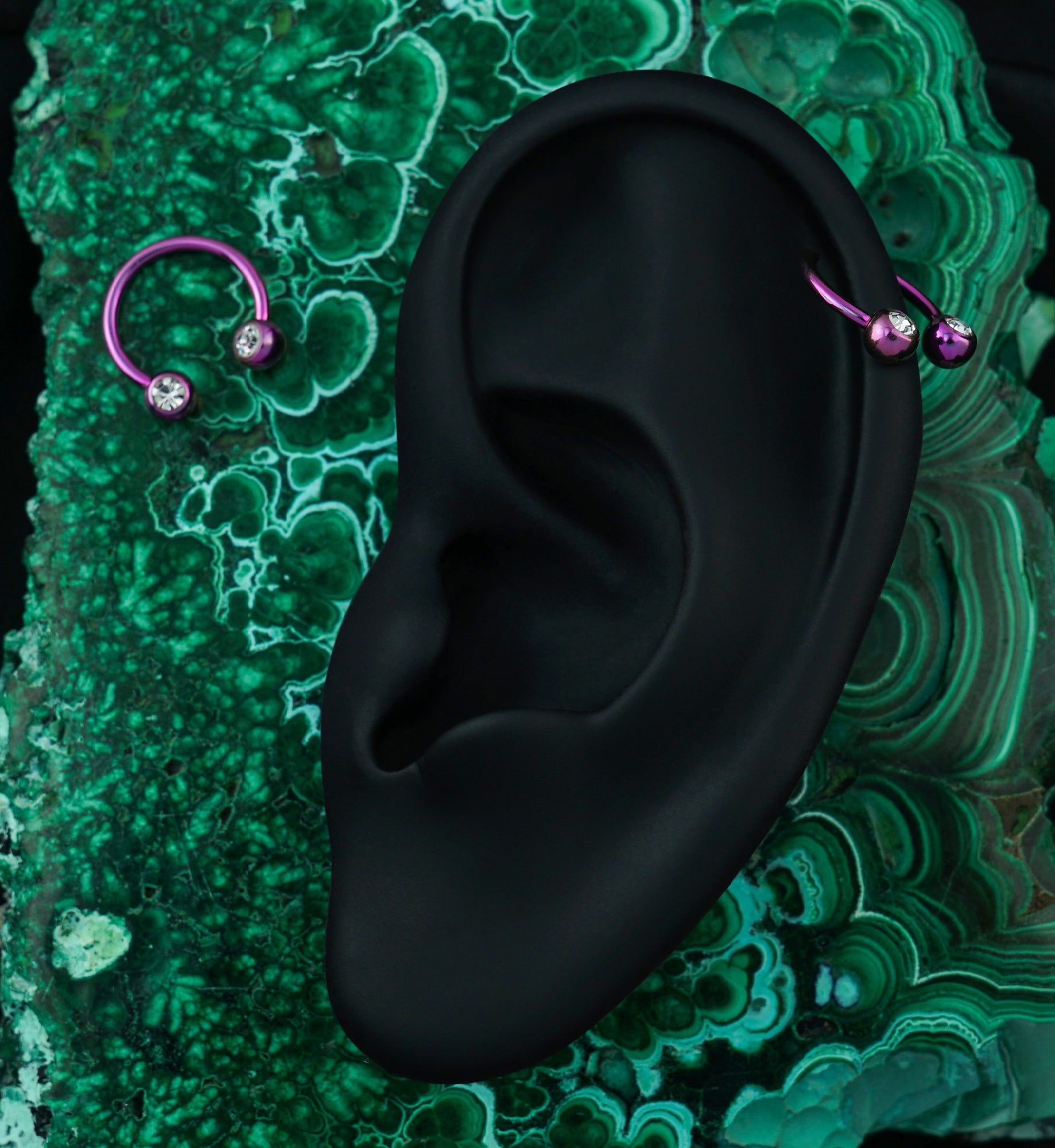 Purple PVD CZ Circular Barbell