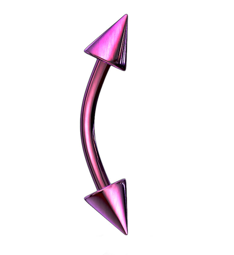Purple PVD Spiked Curved Barbell