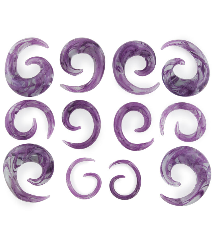 Purple Swirl Glass Spirals