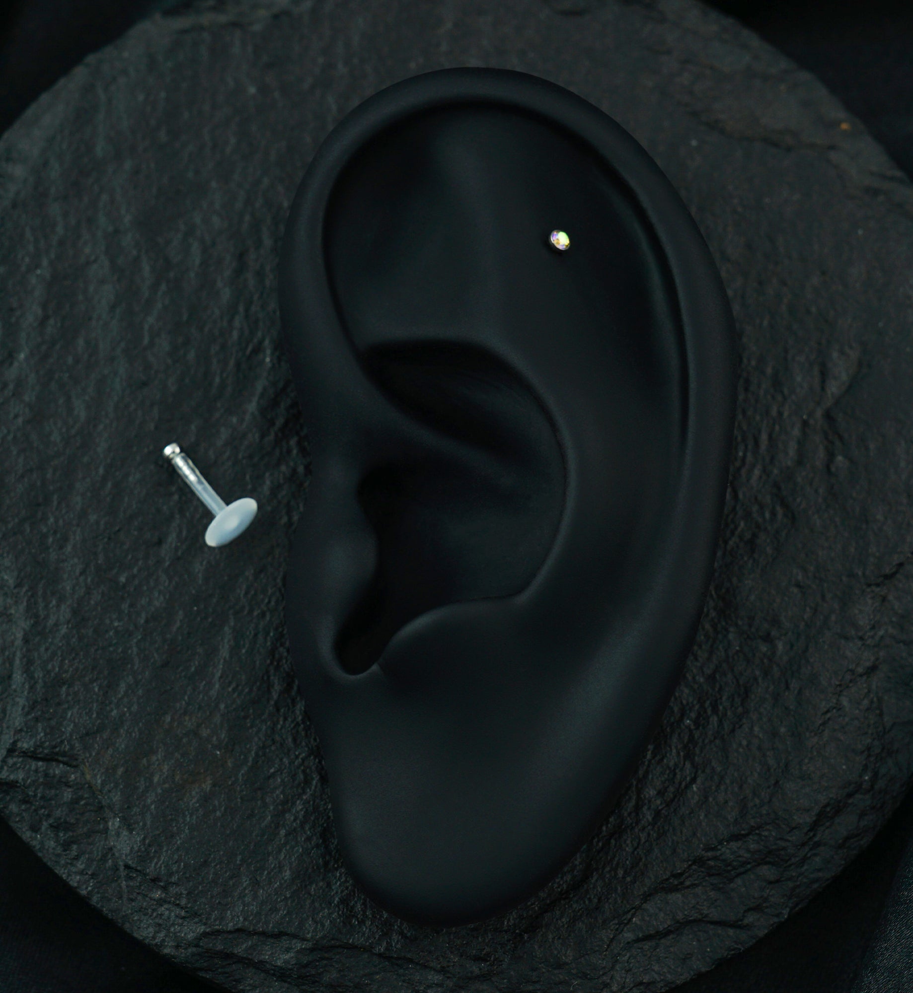 Push Top Rainbow Aurora CZ Labret