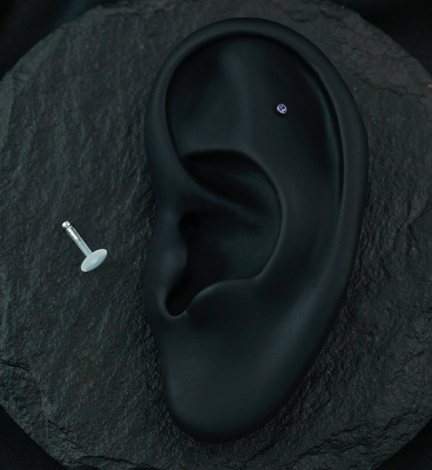 Push Top Tanzanite CZ Labret