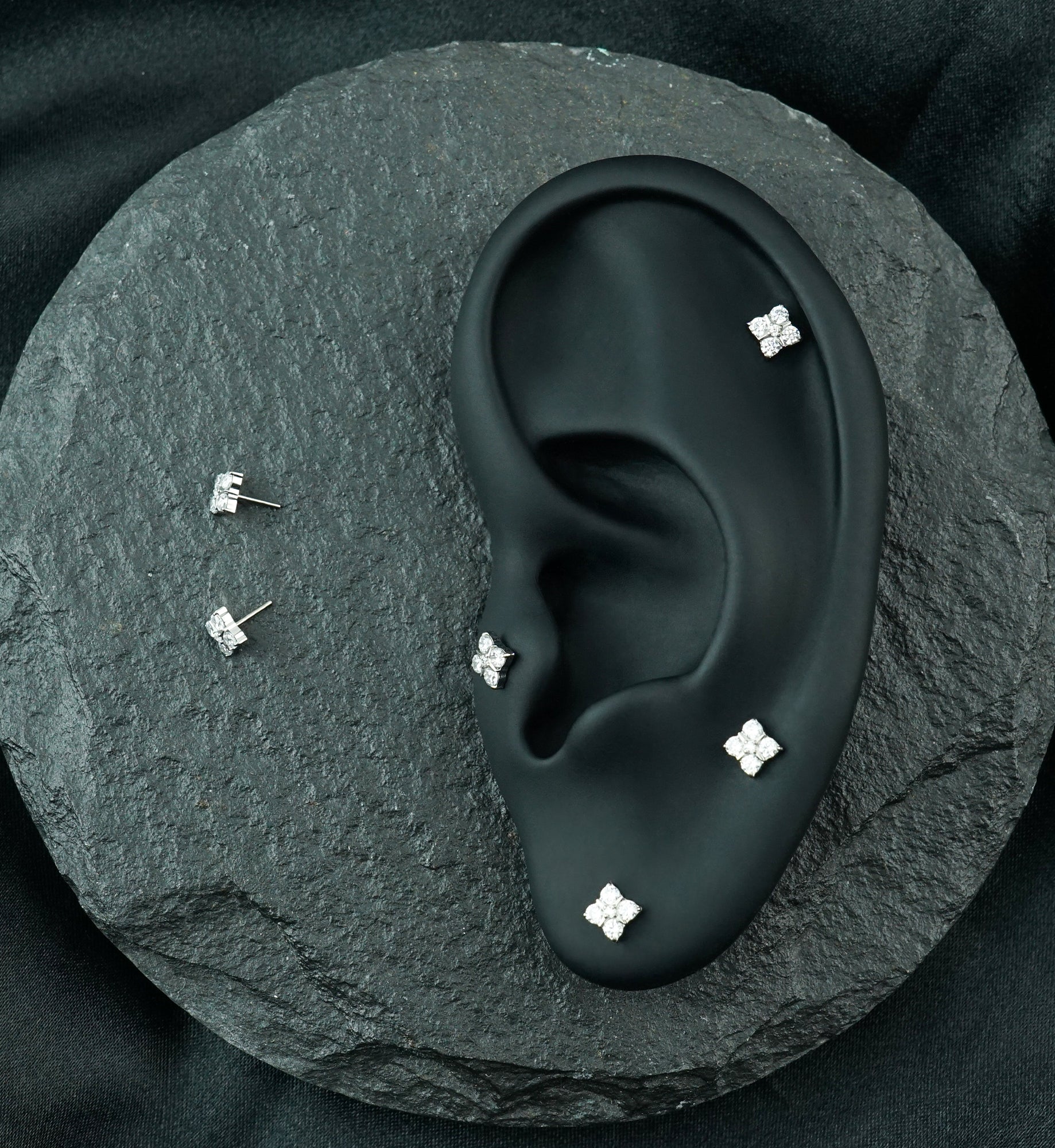 Quadratic Clear CZ Titanium Threadless Top