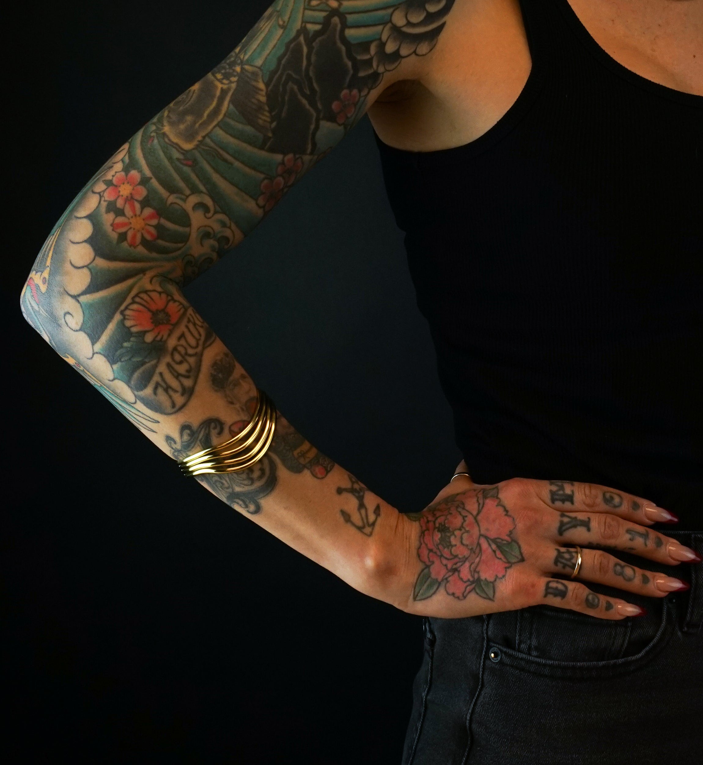 Quadruple Swerve Brass Bangle